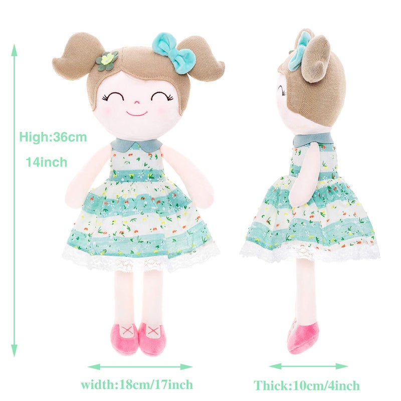جلوفيليا Gloveleya Baby Girl Gifts Soft First Baby Doll Plush Dolls باللون الأخضر مقاس 40.64 سم مع صندوق هدايا - Image 2